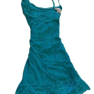 Teal Lace Trim Cami Tank Top